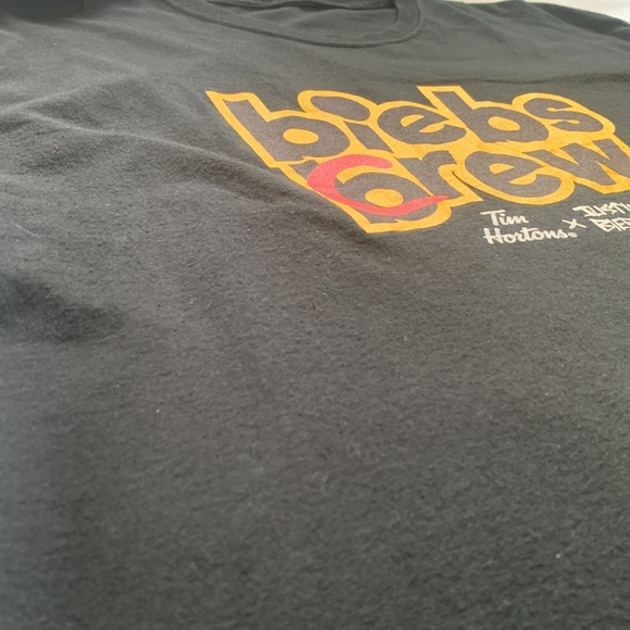 Justin Bieber X Tim Hortons Biebs Brew Coffee Tee Canada T-Shirt Crew Large - Picture 2 of 9